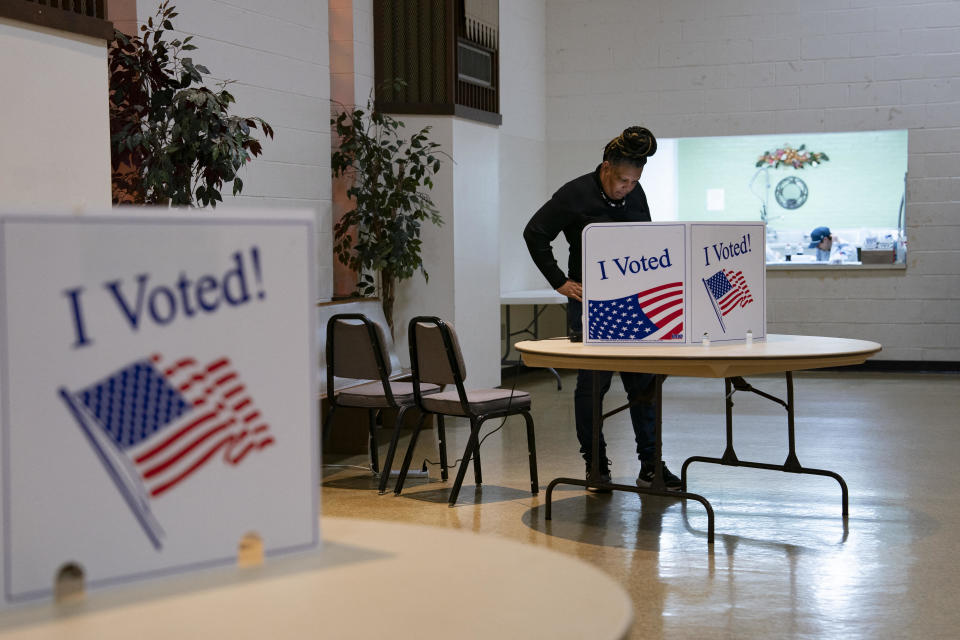 A person votes at a polling location in February 3, 2024, in West Columbia, South Carolina during the South Carolina Democratic Primary.  / Credit: ALLISON JOYCE/AFP via Getty Images