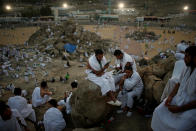 <p>Muslim pilgrims gather on Mount Mercy on the plains of Arafat during the annual haj jpilgrimage, outside the holy city of Mecca, Saudi Arabia, Aug. 31, 2017. (Photo: Suhaib Salem/Reuters) </p>