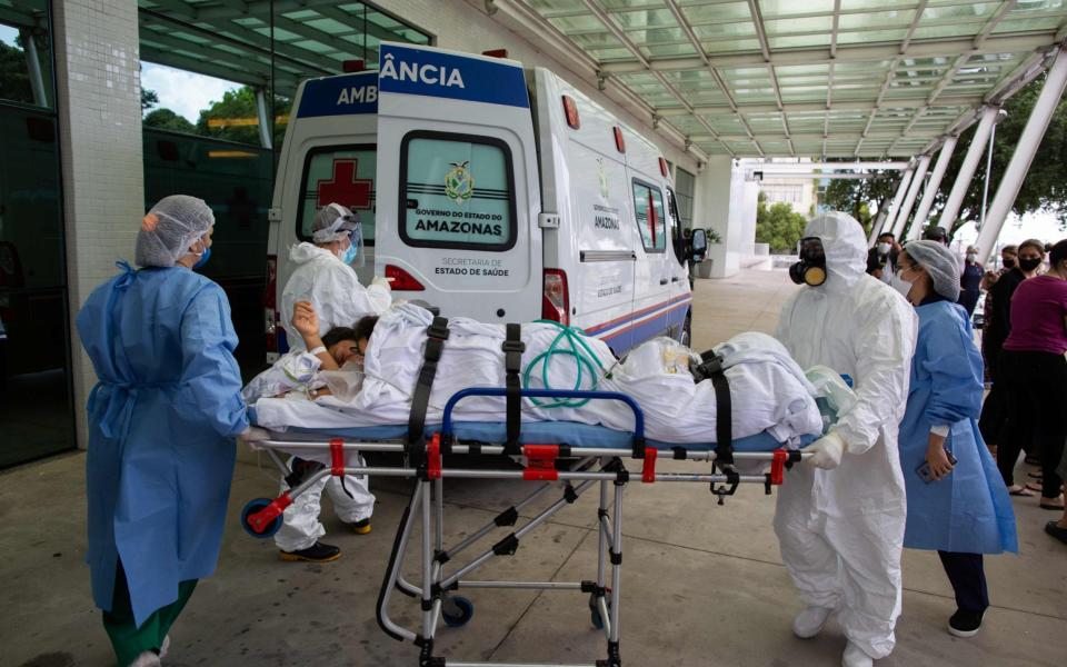 Manaus is facing a shortage of oxygen supplies and bed space as the city has been overrun by a second surge in Covid-19 - MICHAEL DANTAS/AP