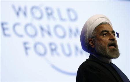 Iran's President Hassan Rouhani speaks during a session at the annual meeting of the World Economic Forum (WEF) in Davos January 23, 2014. REUTERS/Denis Balibouse