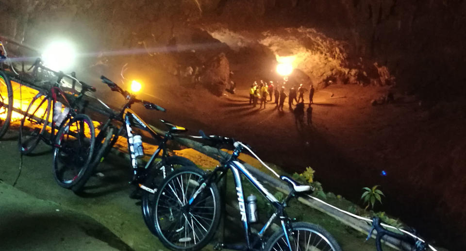 The boys’ bikes found in one part of the cave. Source: AAP