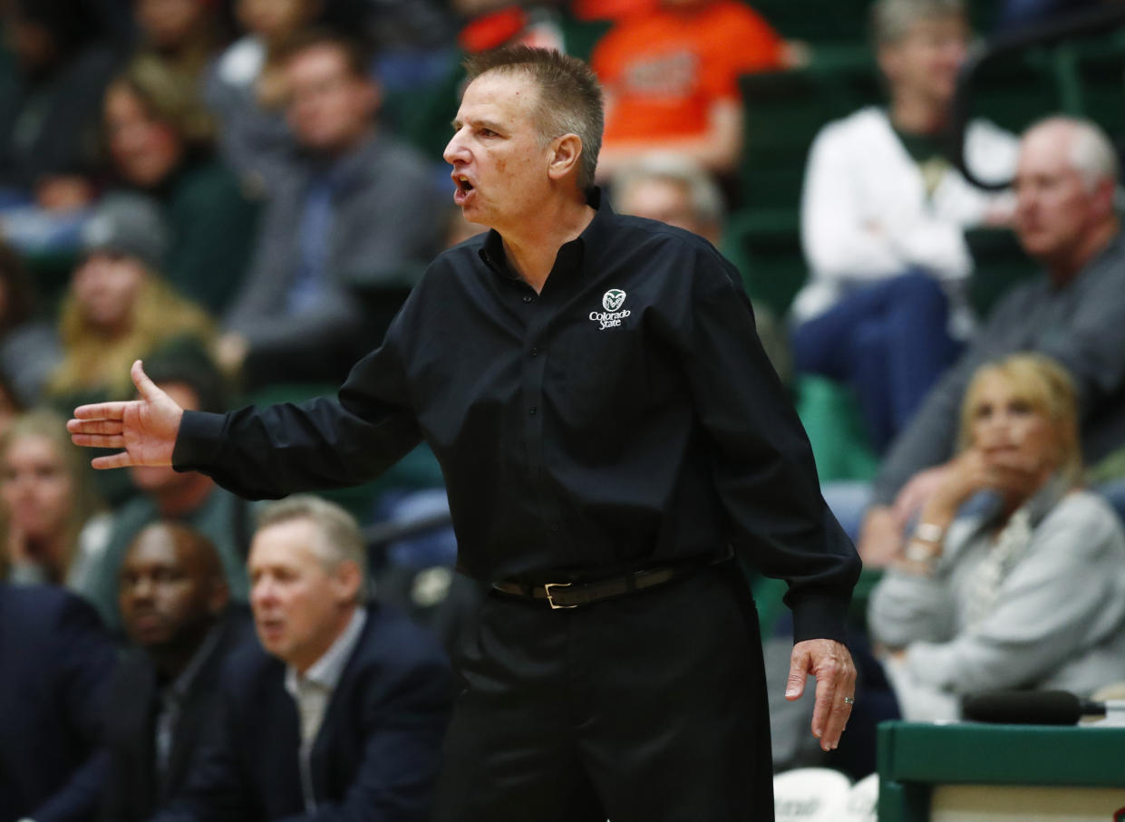 Colorado State University officials announced that Rams coach Larry Eustachy has been placed on administrative leave as the climate of the men’s basketball program is assessed. (AP Photo)