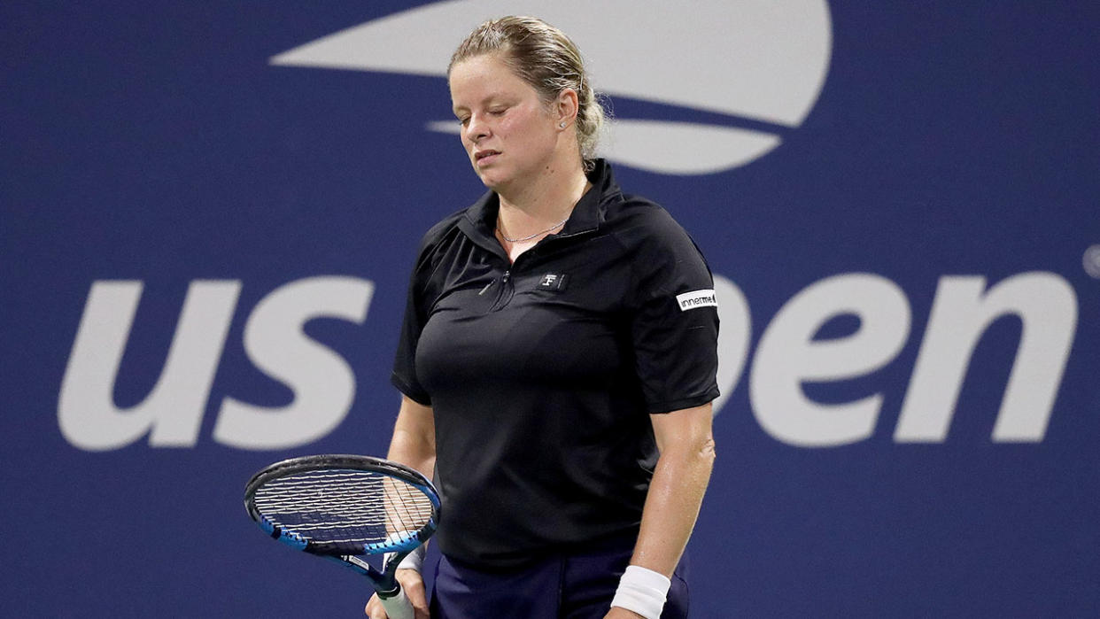 Pictured here, a dejected Kim Clijsters at the 2020 US Open.