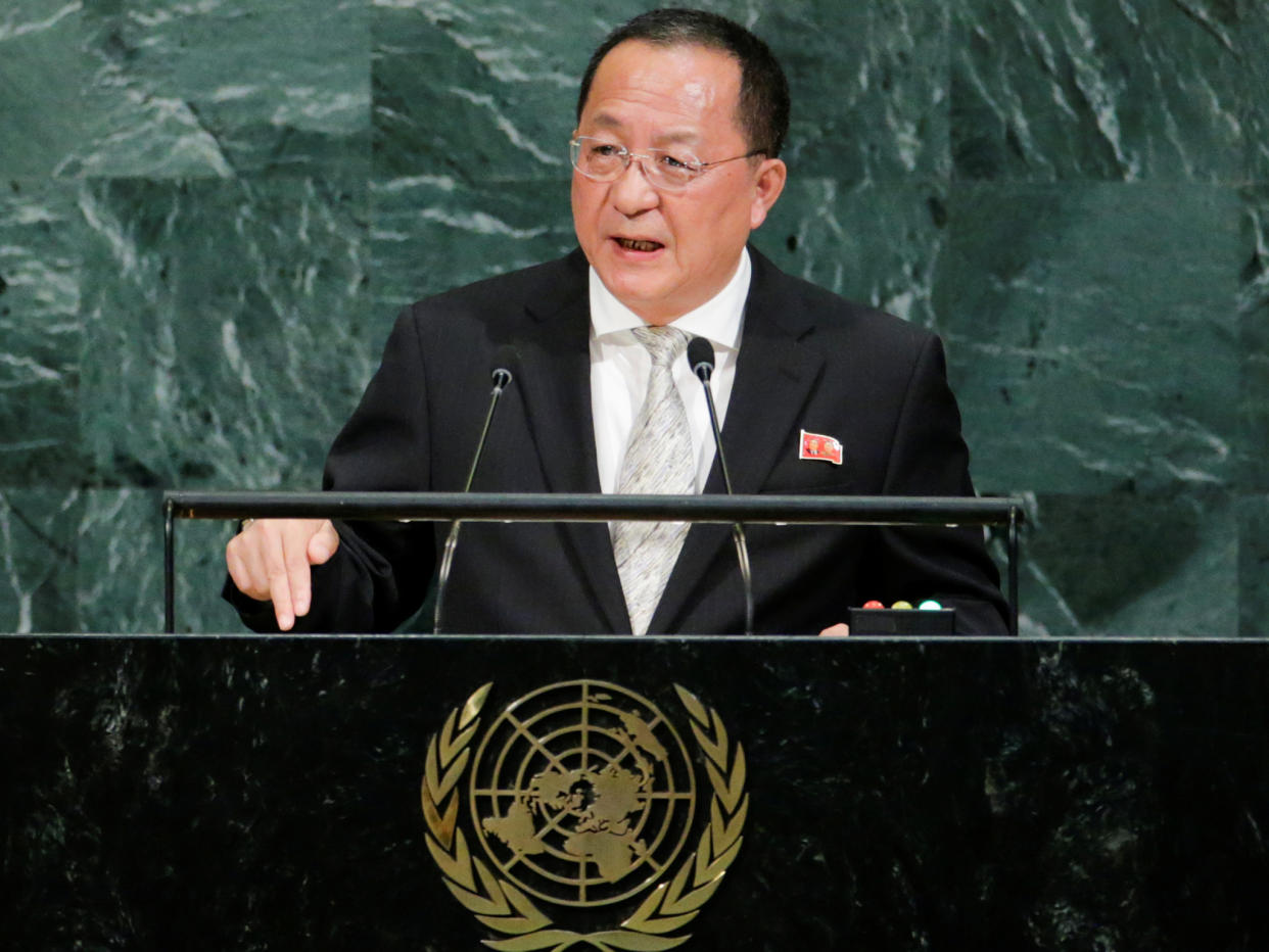 North Korean Foreign Minister Ri Yong-ho addresses the 72nd United Nations General Assembly at UN headquarters in New York: REUTERS
