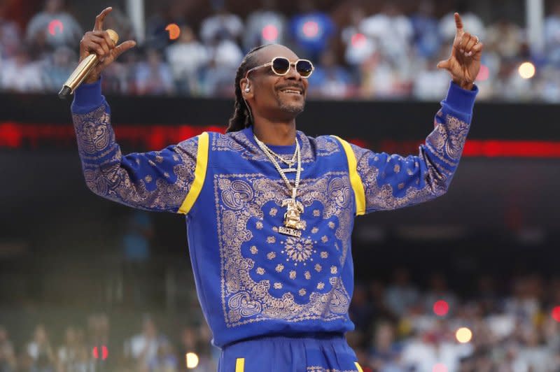 Snoop Dogg performs in the Pepsi Super Bowl LVI halftime show in Los Angeles in 2022. File Photo by John Angelillo/UPI