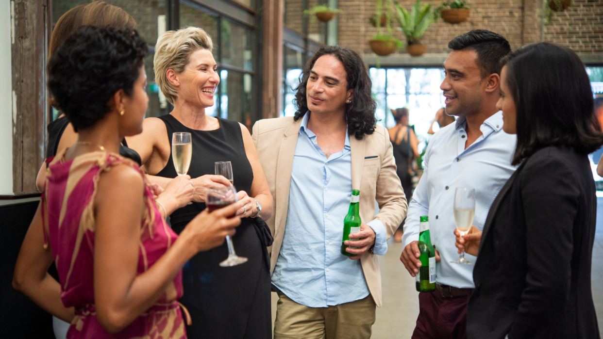 Group of people having after work drinks.