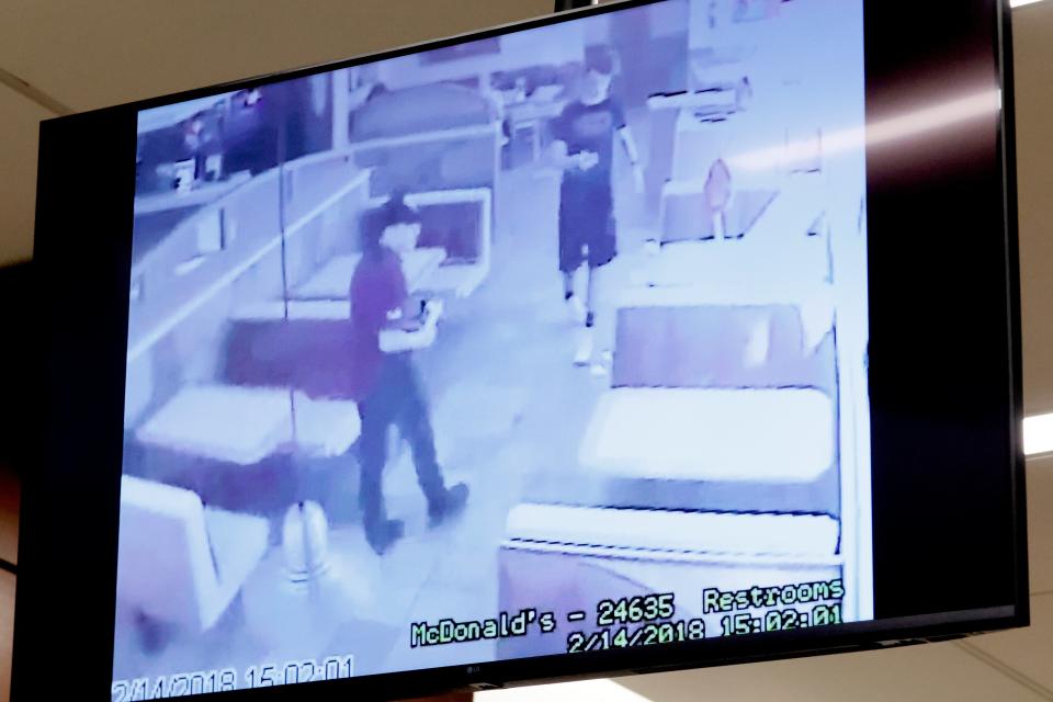Surveillance video shown in court of Nikolas Cruz in McDonald’s soon after the shooting (Getty Images)