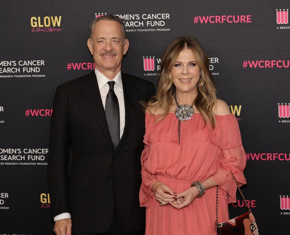 PHOTO: Tom Hanks and Rita Wilson arrive at 'An Unforgettable Evening' Benefiting The Woman's Cancer Research Fund at Beverly Wilshire, A Four Seasons Hotel, April 10, 2024, in Beverly Hills, Calif. (Kevin Winter/FilmMagic via Getty Images)