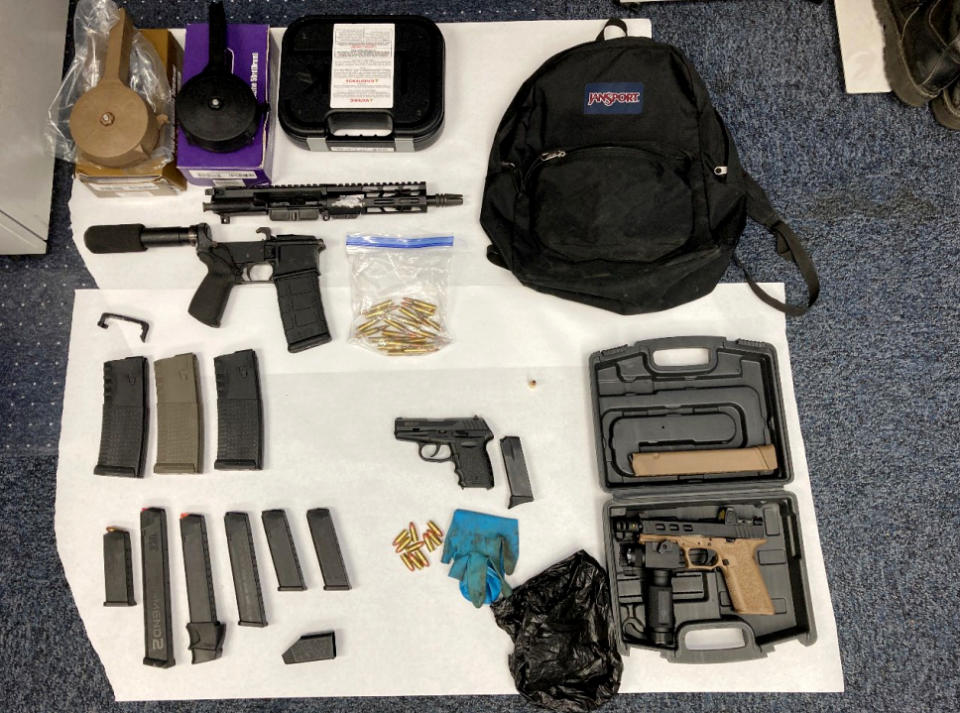 Guns and ammunition were seized from a Hayward home in June 2023. (Image via U.S. Attorney’s Office)