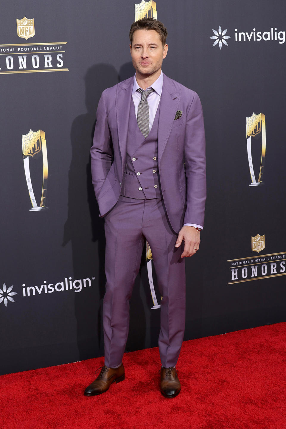 LAS VEGAS, NEVADA - FEBRUARY 08: Justin Hartley attends the 3th Annual NFL Honors at Resorts World Theatre on February 08, 2024 in Las Vegas, Nevada. (Photo by Ethan Miller/Getty Images)