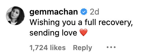 Screenshot of Gemma Chan's comment