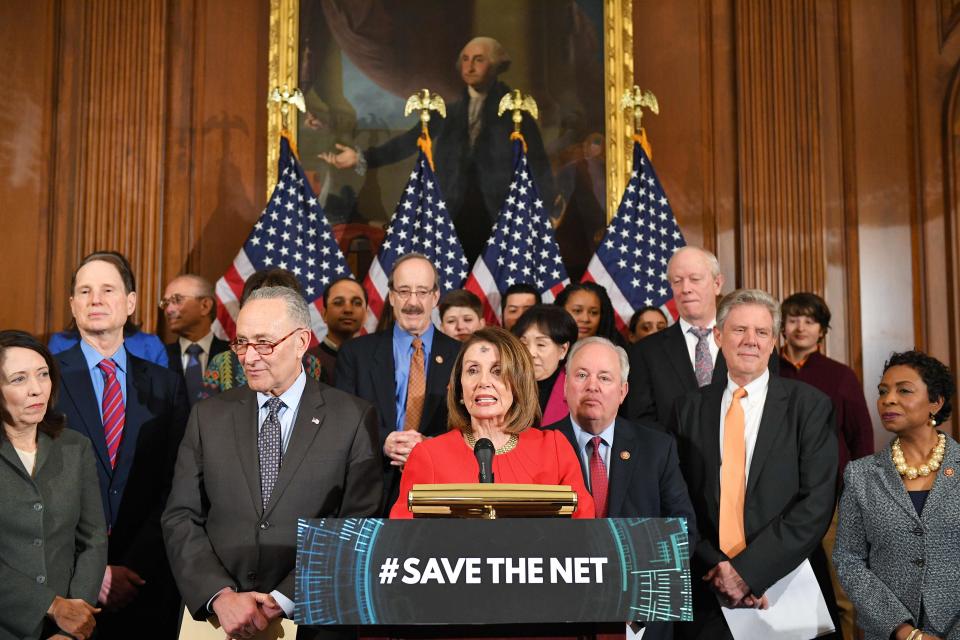 Democrats announce net neutrality protections legislation in Washington, D.C., on March 6, 2019.