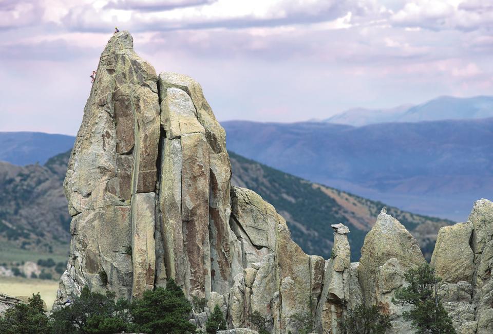 The granite spires found in Idaho's City of Rocks National Reserve resemble skyscrapers, towering 600 feet above the ground.