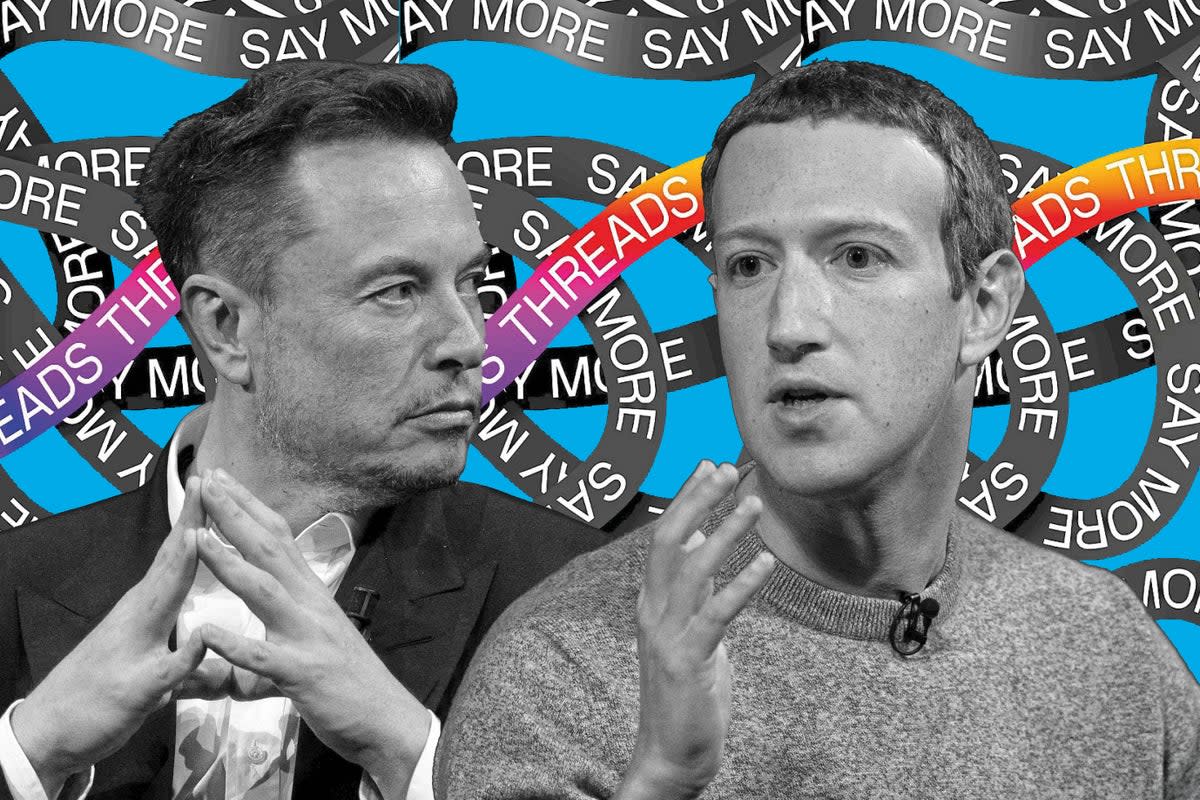 Elon Musk, left, who bought Twitter last year, and Meta boss Mark Zuckerberg    (ES)