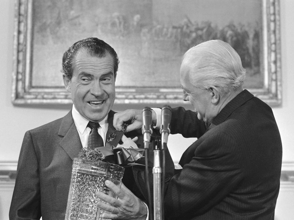 President Richard Nixon celebrates St. Patrick's Day in 1969.