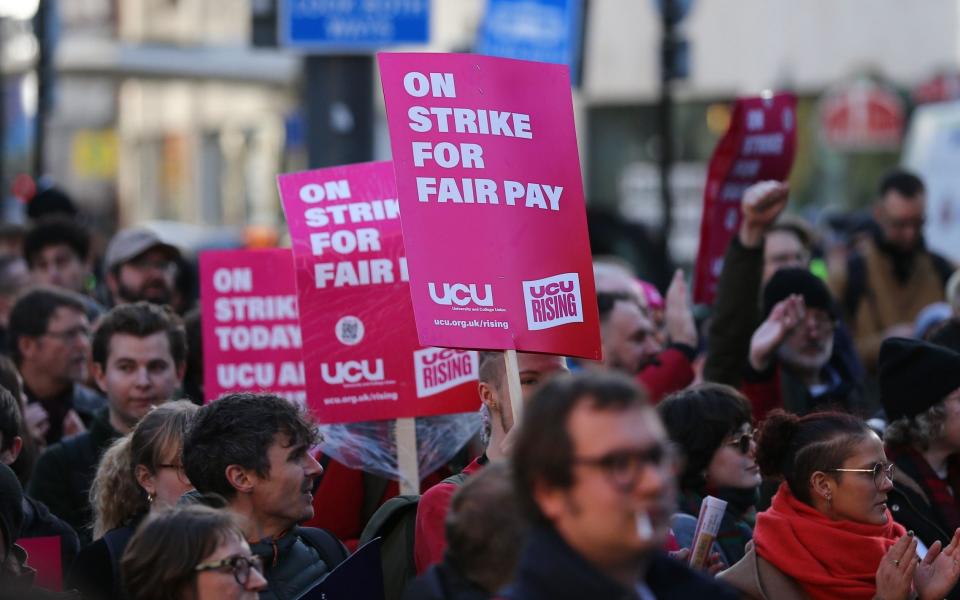 University and College Union strikes teachers lecturers Feb 1 - Adam Vaughan/EPA-EFE/Shutterstock