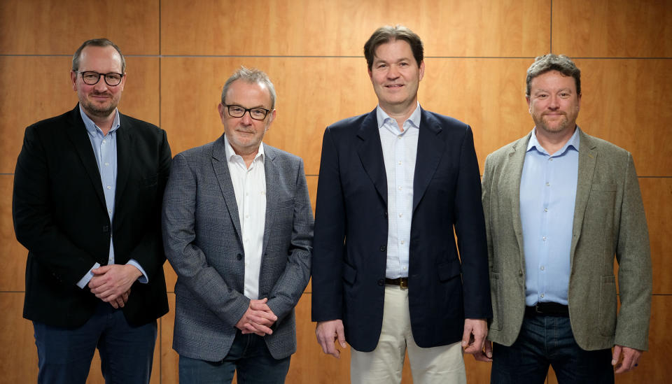 The sales and business development team at L-Acoustics, from left to right: Jacob Barfoed, Stéphane Ecalle, Marc Glattes, and Scott Wakelin.