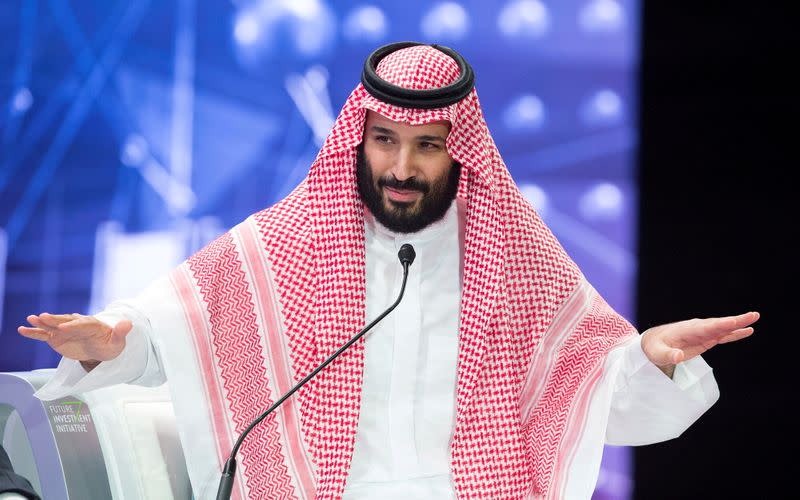 FILE PHOTO: Saudi Crown Prince Mohammed bin Salman speaks during the Future Investment Initiative Forum in Riyadh
