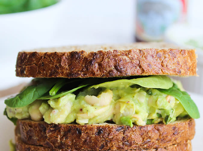 Smashed White Bean, Basil and Avocado Sandwich