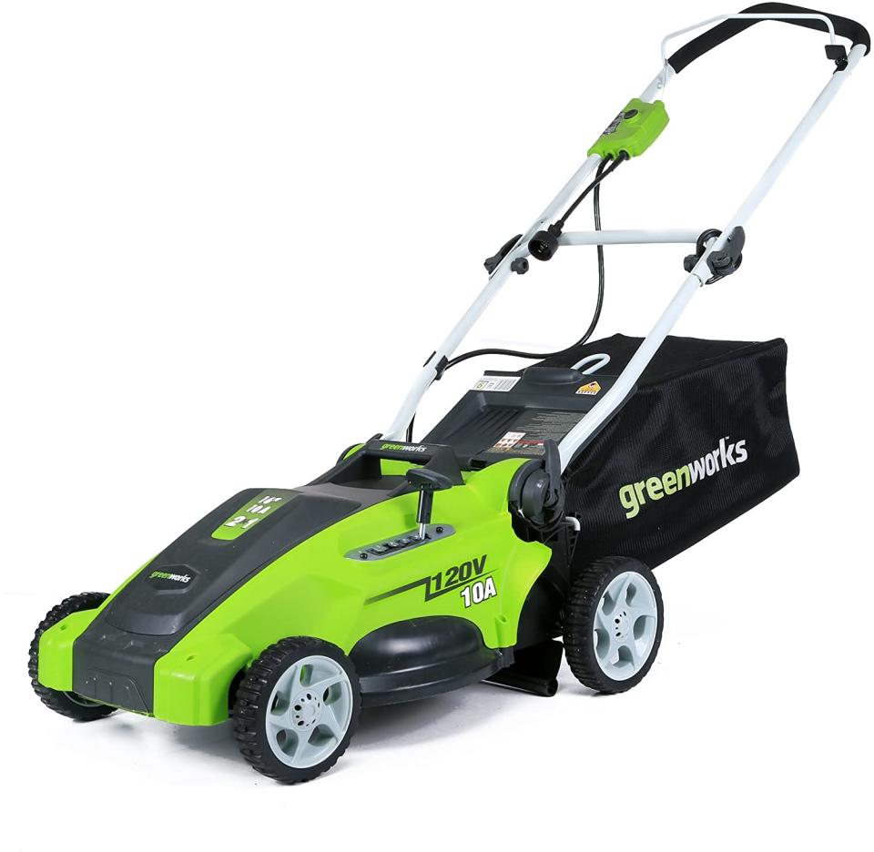 Greenworks 25142 10 Amp 16-Inch Corded Lawn Mower. Image via Amazon.