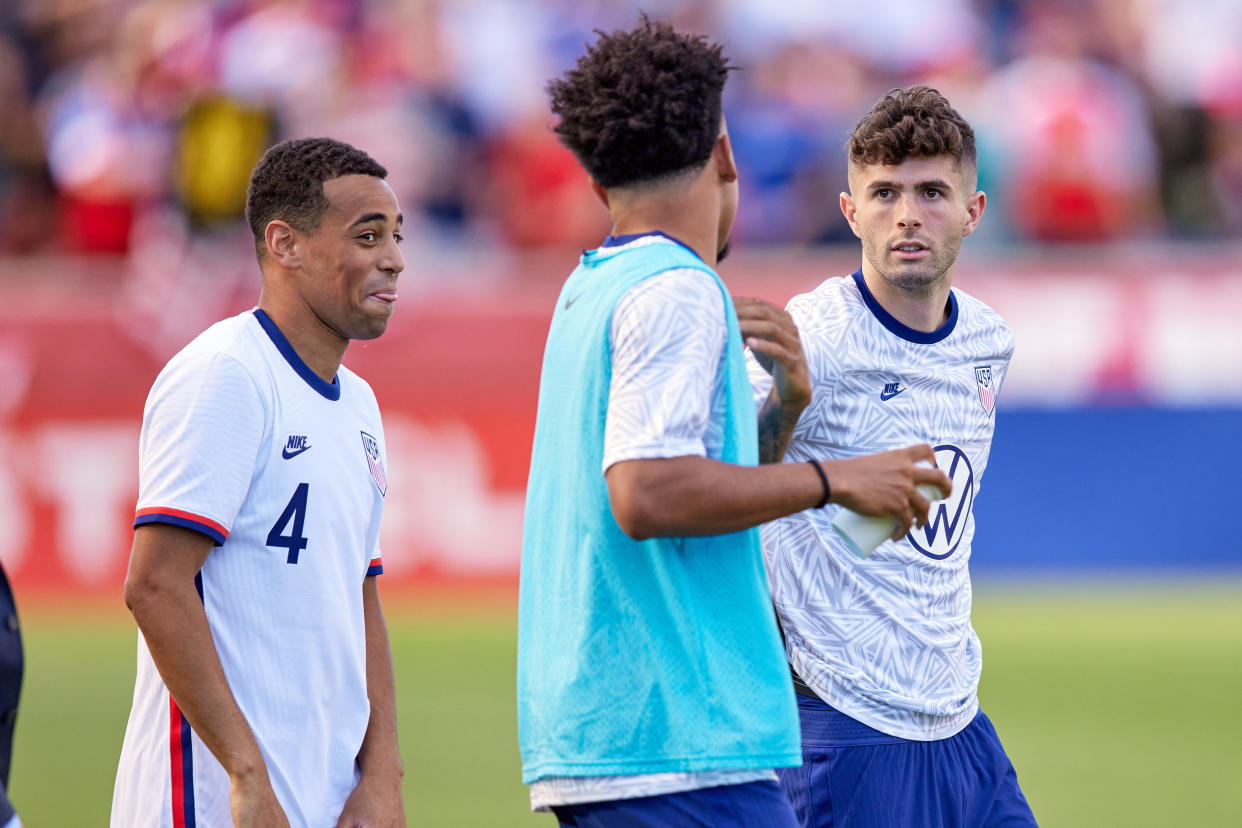 Tyler Adams (left), Weston McKennie and Christian Pulisic embody the promise of this new-look USMNT. (Photo by Robin Alam/Icon Sportswire via Getty Images)