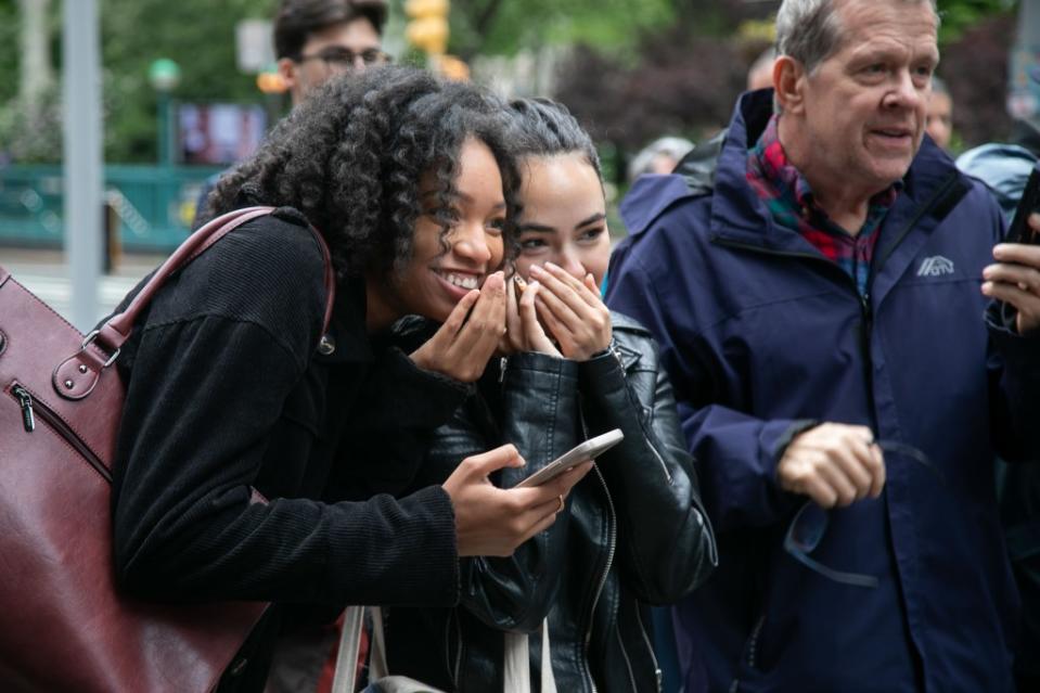 New Yorkers gathered in Flatiron to see the portal connecting New York to Dublin through a 24/7 video stream. Michael Nagle