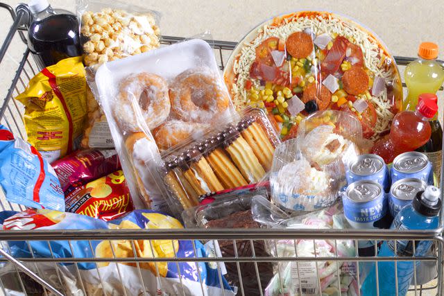 <p>Getty Images</p> A picture of a shopping cart with groceries