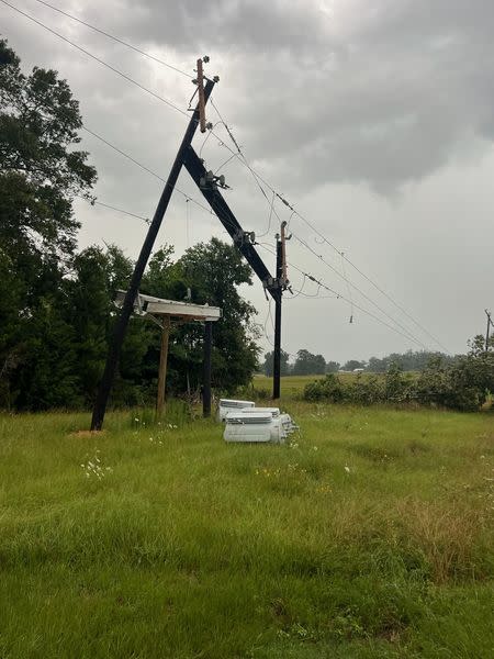 Storm damage in Rusk County, courtesy of Rusk County Electrical Cooperative