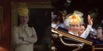 <p>When it comes to royal weddings, every royal family member's outfit is memorable. That could be why the show went into painstaking detail to replicate the look Princess Anne wore to her brother's nuptials, from the orange netted fascinator to the ruffled sleeves.</p>