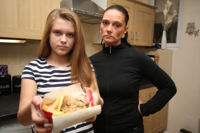 Mollie Howe, 11 and her mother Sharon Howe found six nails in her chicken and chips from Red Rooster on the Heathway