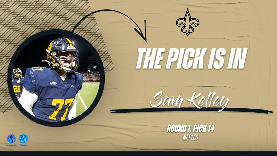 Naples offensive tackle Sam Kelley, selected 14th overall by the New Orleans Saints