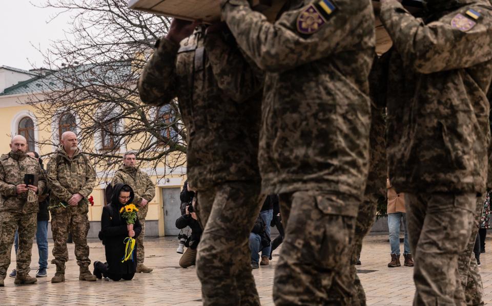 A Valentine's Day funeral in Kyiv, Ukraine