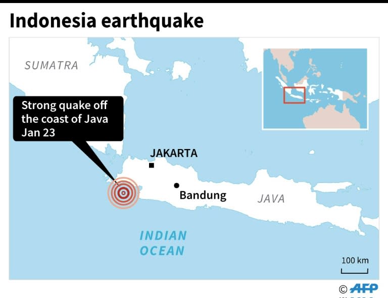 Map of Indonesia locating earthquake Tuesday