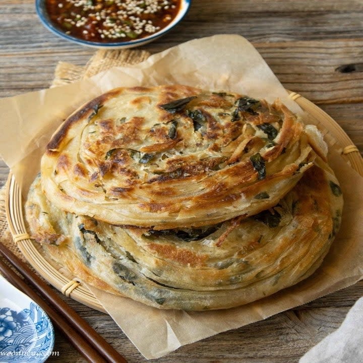 A pile of crispy Thai pancakes