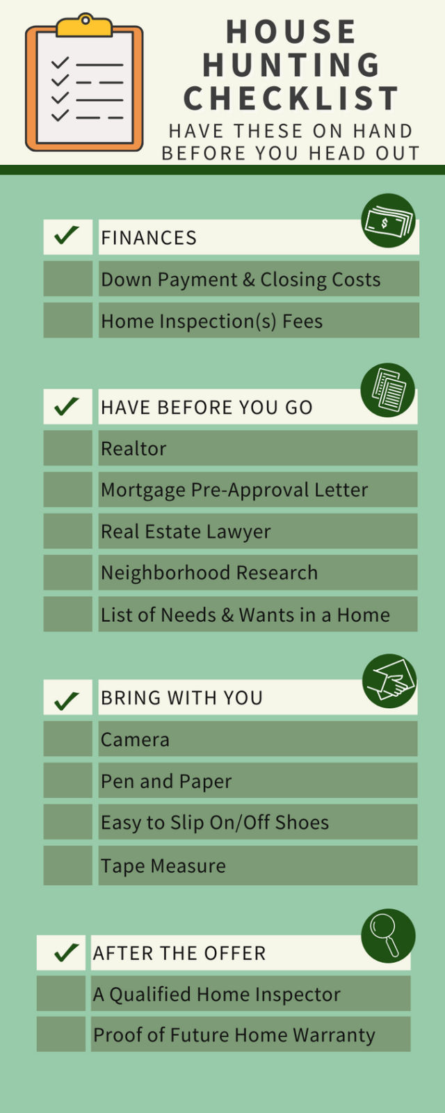 House Hunting Checklist What To Have When Looking for a New Home