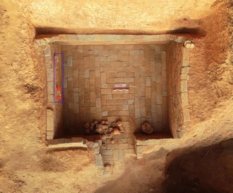 One of the brick tombs as seen from above.