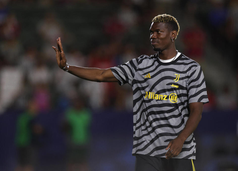 Paul Pogba, ici lors du match amical Juventus Turin-Milan AC, à Carson en Californie, le 27 juillet 2023.