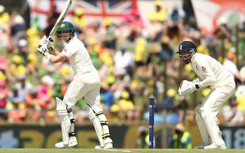 Steve Smith of Australia bats during day three of the Third Test match during the 2017/18 Ashes Series between Australia and England at the WACA on December 16, 2017 in Perth, Australia - Credit: Cricket Australia/Getty Images