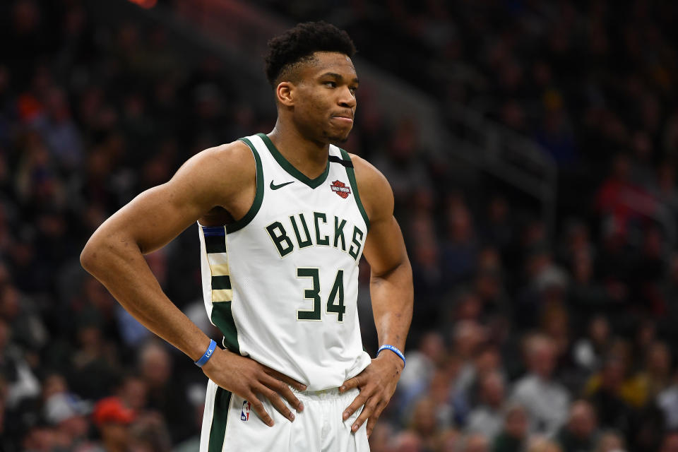 Milwaukee Bucks superstar Giannis Antetokounmpo can become a free agent at season's end. (Stacy Revere/Getty Images)