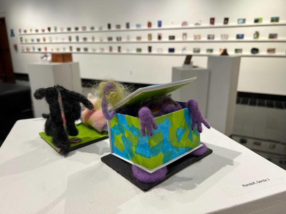 Felted-wool scenes by Gerda Randolph are among the 273 works included in South Puget Sound Community College’s 2023 Fine Art Postcard Exhibition.