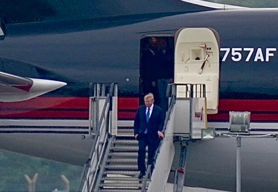 Donald Trump arrives at Shannon Airport in Co. Clare on Wednesday (PA)