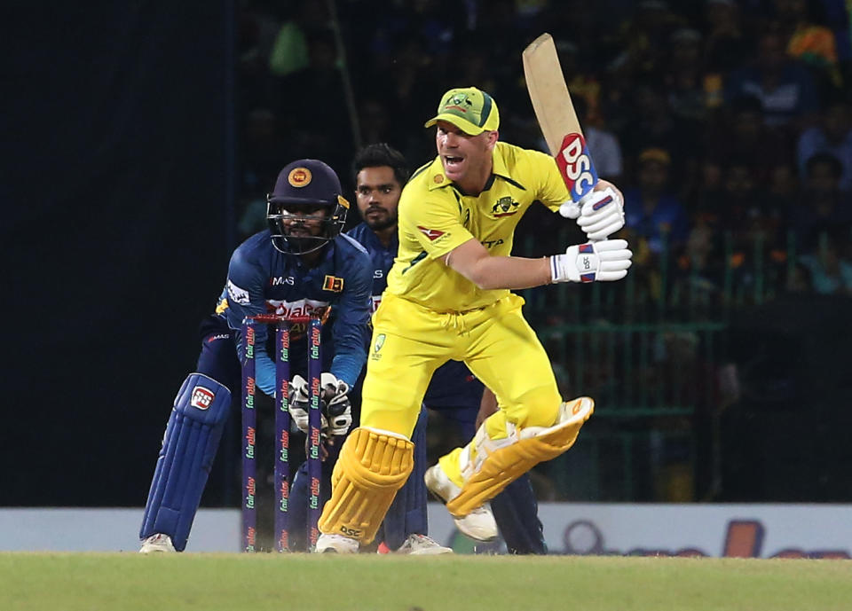 David Warner, pictured here in action for Australia in an ODI against Sri Lanka.