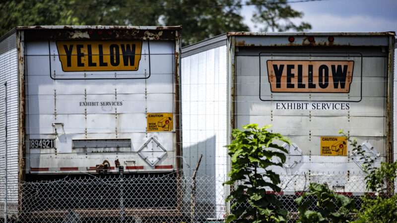 Trailers labeled with Yellow Corporation's logo.