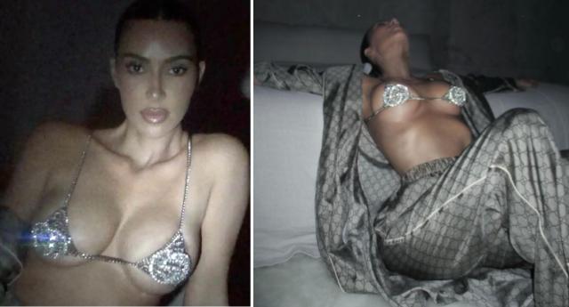 Kim Kardashian stuns in $4,200 crystal-covered micro bra