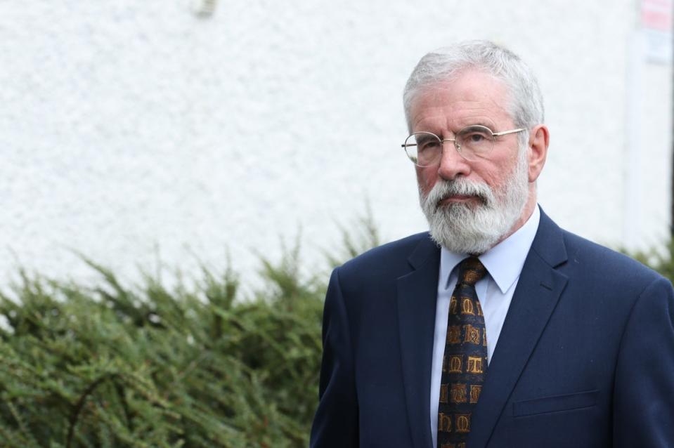 Former Sinn Fein president Gerry Adams at the funeral of Lord Trimble (Liam McBurney/PA) (PA Wire)