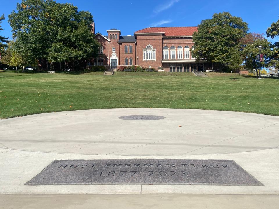 The new stage and plaza is seen on Oct. 18, 2023, at Hoyt Sherman Place in Des Moines.