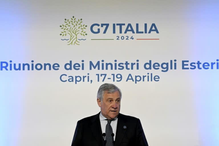 El italiano Antonio Tajani da una rueda de prensa durante la reunión de ministros del G7, el 19 de abril de 2024 en la isla de Capri (Italia) (Tiziana Fabi)