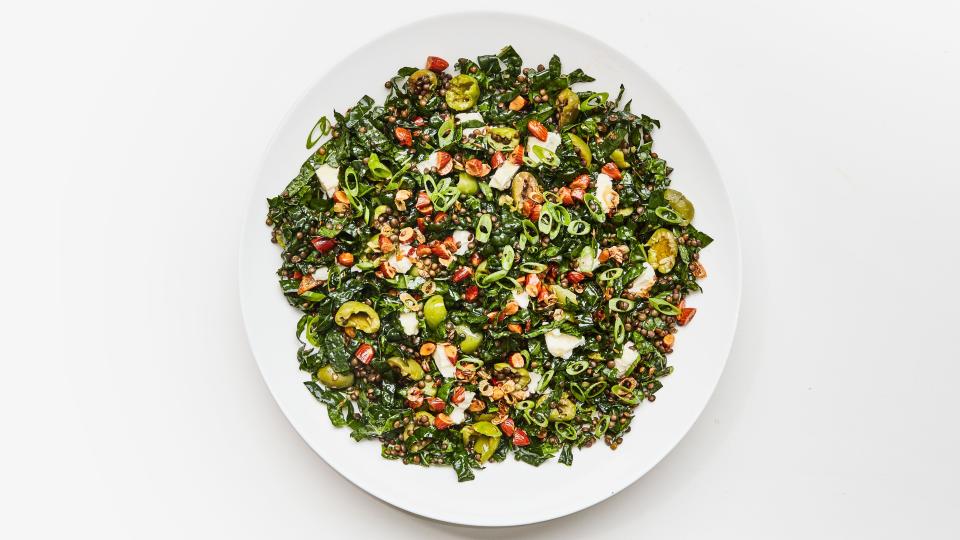 Prepping this lentil salad on a Sunday means lunch for the week is taken care of. And that’s called being your own hero. <a href="https://www.epicurious.com/recipes/food/views/ba-syn-make-ahead-lentil-salad?mbid=synd_yahoo_rss" rel="nofollow noopener" target="_blank" data-ylk="slk:See recipe.;elm:context_link;itc:0" class="link ">See recipe.</a>