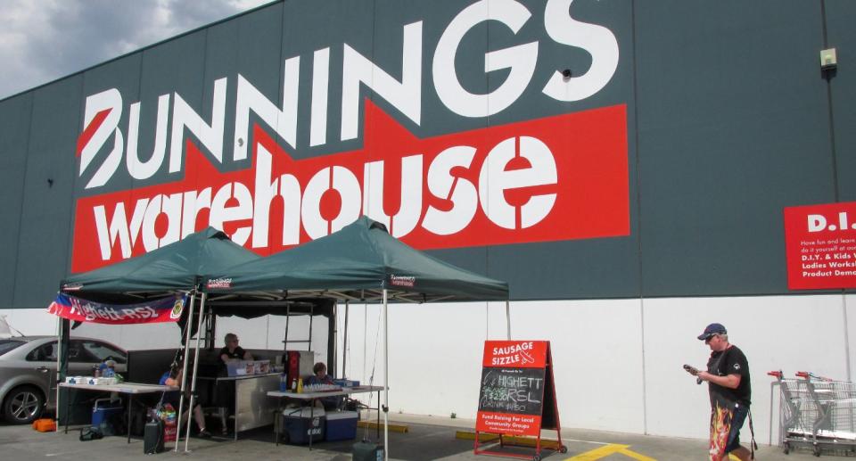 Charity sausage sizzle outside Bunnings store