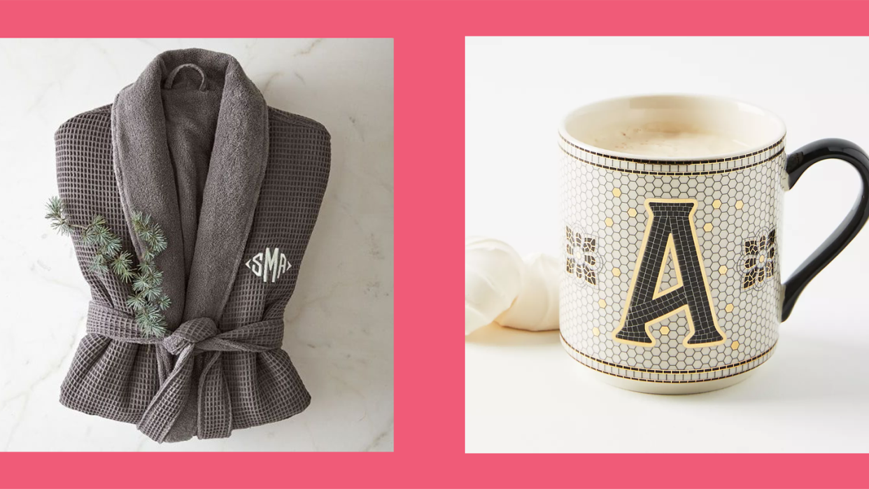 best personalized gifts pottery barn waffle robe anthropologie bistro tile mug